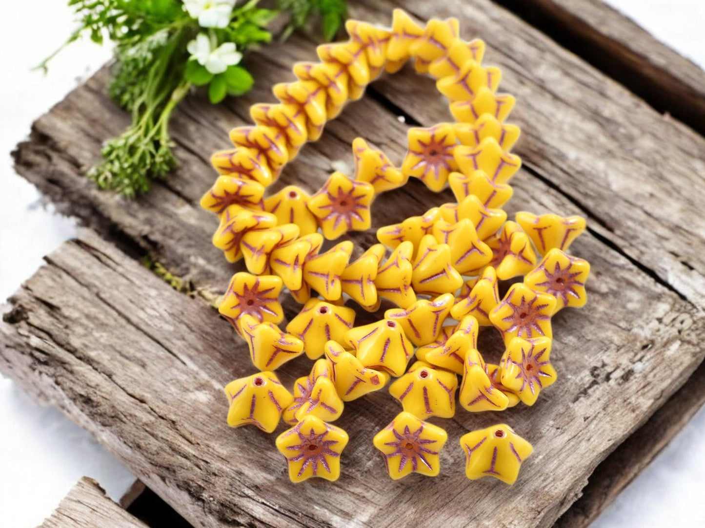 *25* 6x9mm Pink Washed Opaque Sunflower Bell Flower Beads