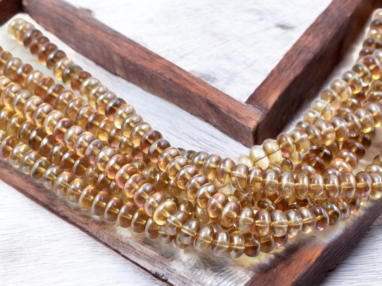 *50* 4x7mm Smokey Topaz Luster Saucer Beads