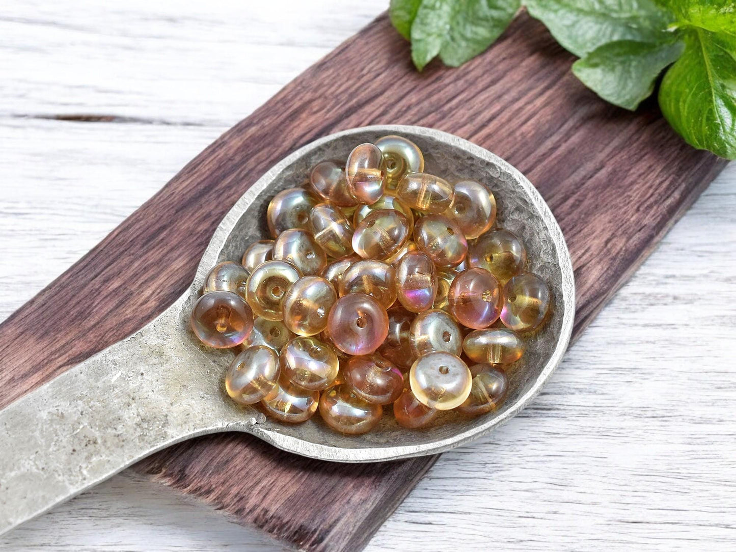 *50* 4x7mm Smokey Topaz Luster Saucer Beads