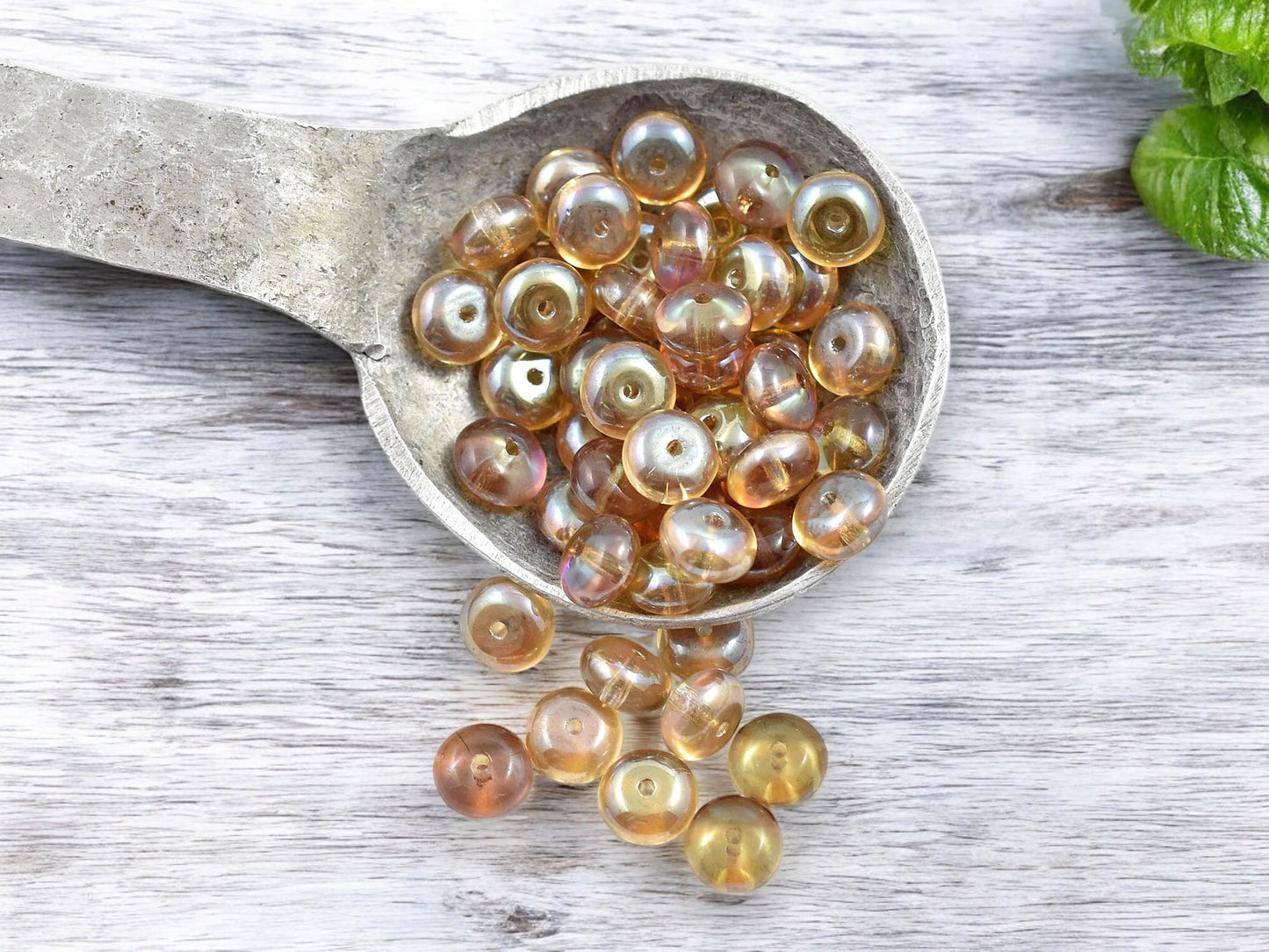 *50* 4x7mm Smokey Topaz Luster Saucer Beads