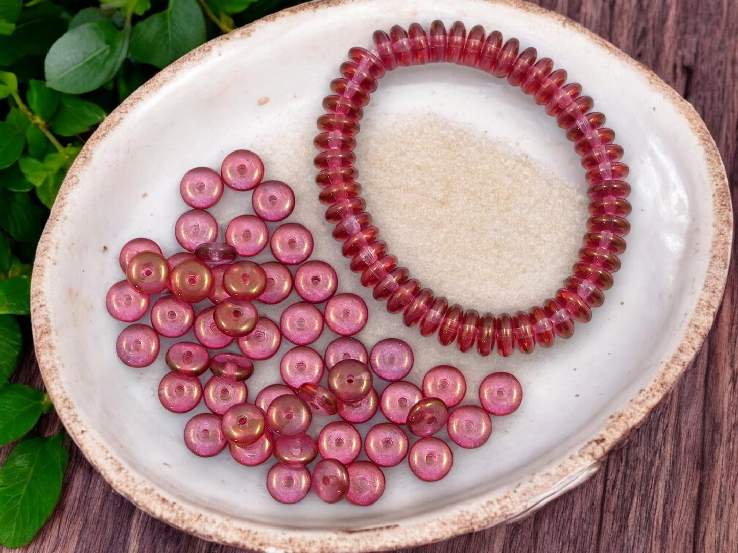 *50* 6x2mm Gold Lustered Pink Amethyst Smooth Beads