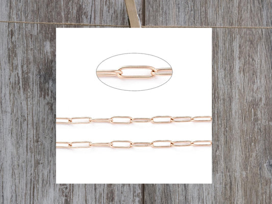 12x4mm Ion Plated Rose Gold 304 Stainless Steel Paperclip Chain (Soldered)