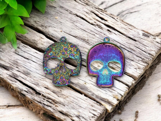 66x48mm Rainbow Affect Sugar Skull Pendant
