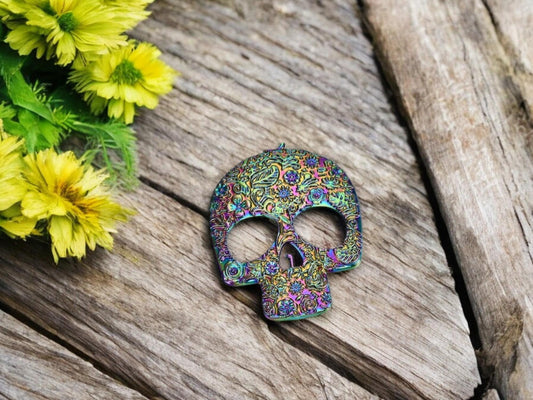 66x48mm Rainbow Affect Sugar Skull Pendant