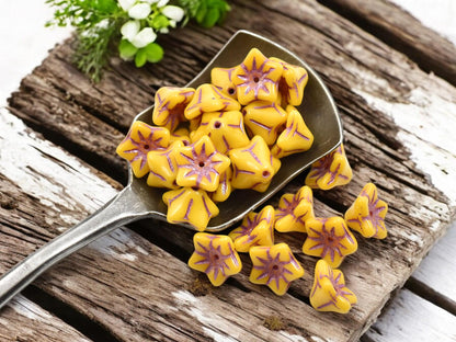 *25* 6x9mm Pink Washed Opaque Sunflower Bell Flower Beads