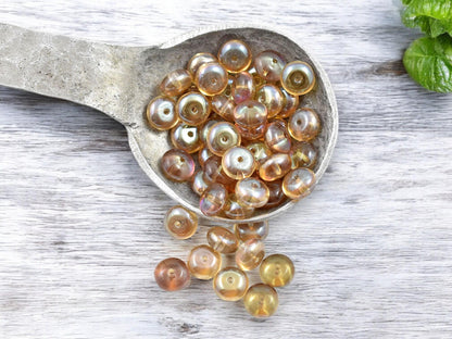 *50* 4x7mm Smokey Topaz Luster Saucer Beads