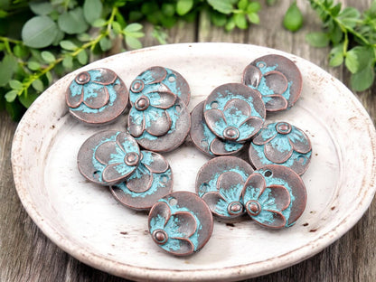 *20* 15mm Copper Patina Flower Charms