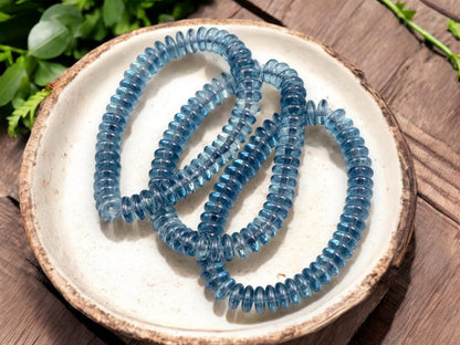 *50* 6x2mm Transparent Slate Blue Picasso Smooth Beads