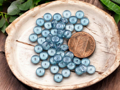 *50* 6x2mm Transparent Slate Blue Picasso Smooth Beads