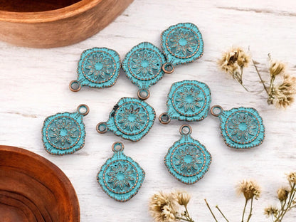 *100* 18x14mm Copper Patina Filigree Charms