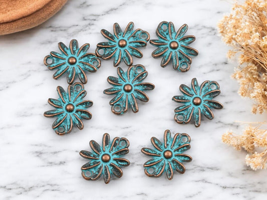 *100* 16x13mm Copper Patina Flower Connector Charms